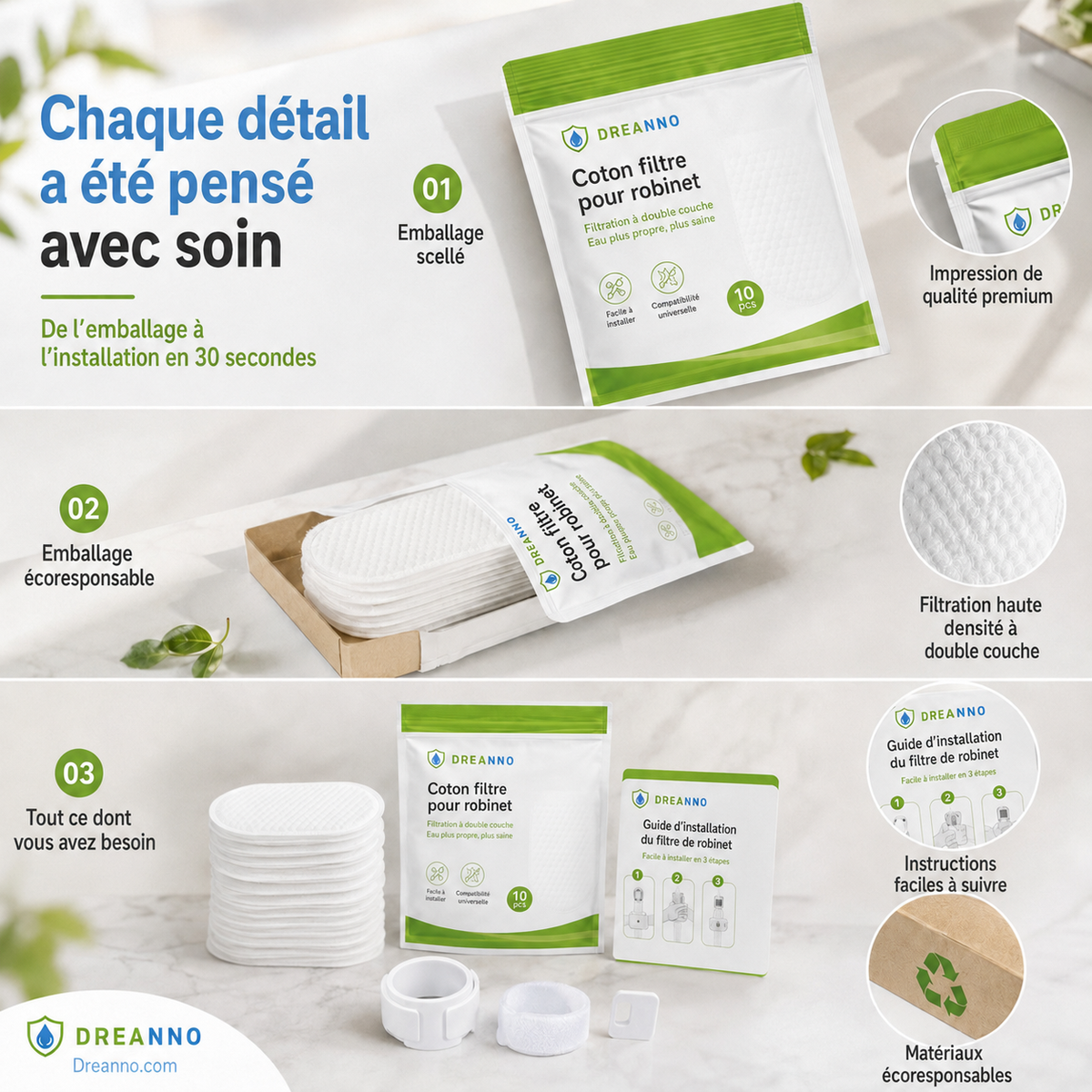 💧✨ Filtre anti-éclaboussures pour robinet – 360° orientable, élimine rouille & sédiments, réducteur de chlore, eau plus propre au quotidien 🧼🍽️