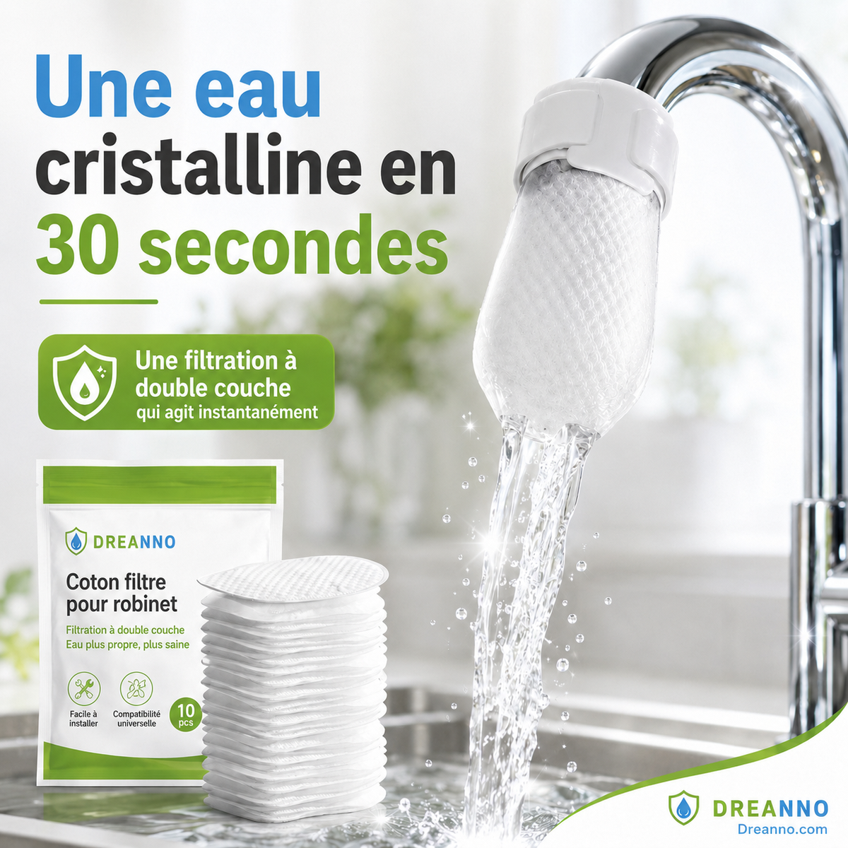 💧✨ Filtre anti-éclaboussures pour robinet – 360° orientable, élimine rouille & sédiments, réducteur de chlore, eau plus propre au quotidien 🧼🍽️
