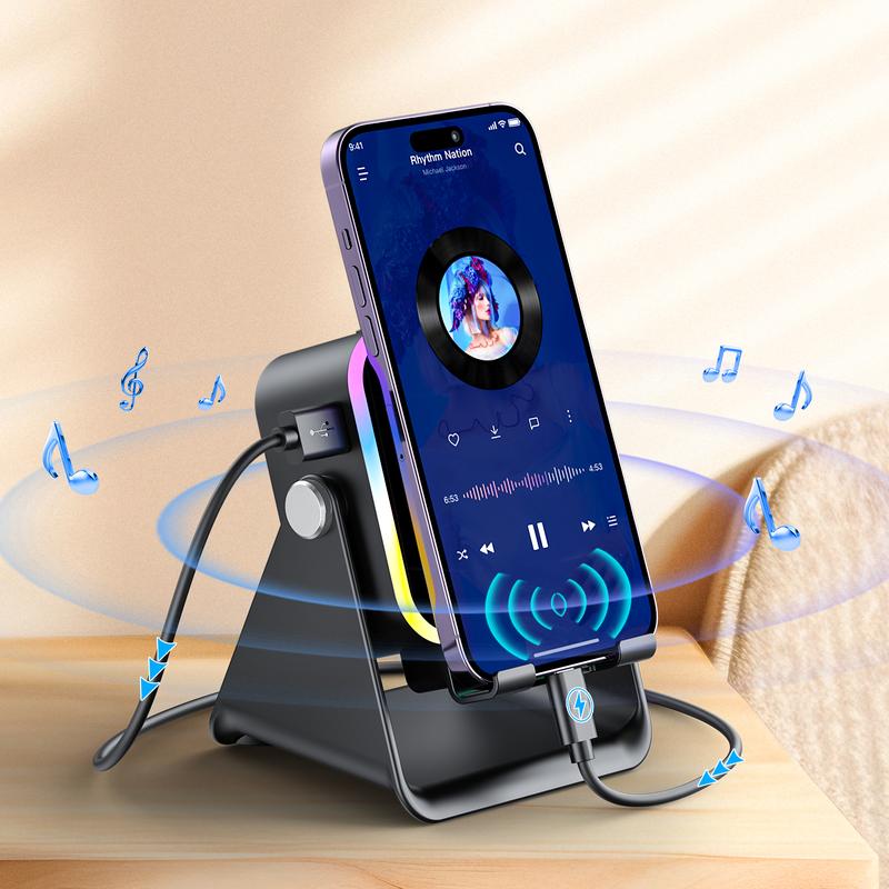 💎 50 % DE RÉDUCTION SUR LE SUPPORT D'ENCEINTE SANS FIL 5-EN-1 ! 💎 Audio par induction, support pour téléphone et éclairage d'ambiance