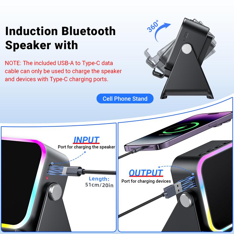 💎 50 % DE RÉDUCTION SUR LE SUPPORT D'ENCEINTE SANS FIL 5-EN-1 ! 💎 Audio par induction, support pour téléphone et éclairage d'ambiance