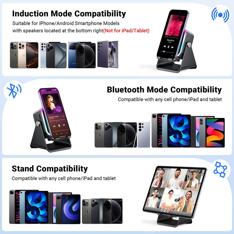 💎 50 % DE RÉDUCTION SUR LE SUPPORT D'ENCEINTE SANS FIL 5-EN-1 ! 💎 Audio par induction, support pour téléphone et éclairage d'ambiance