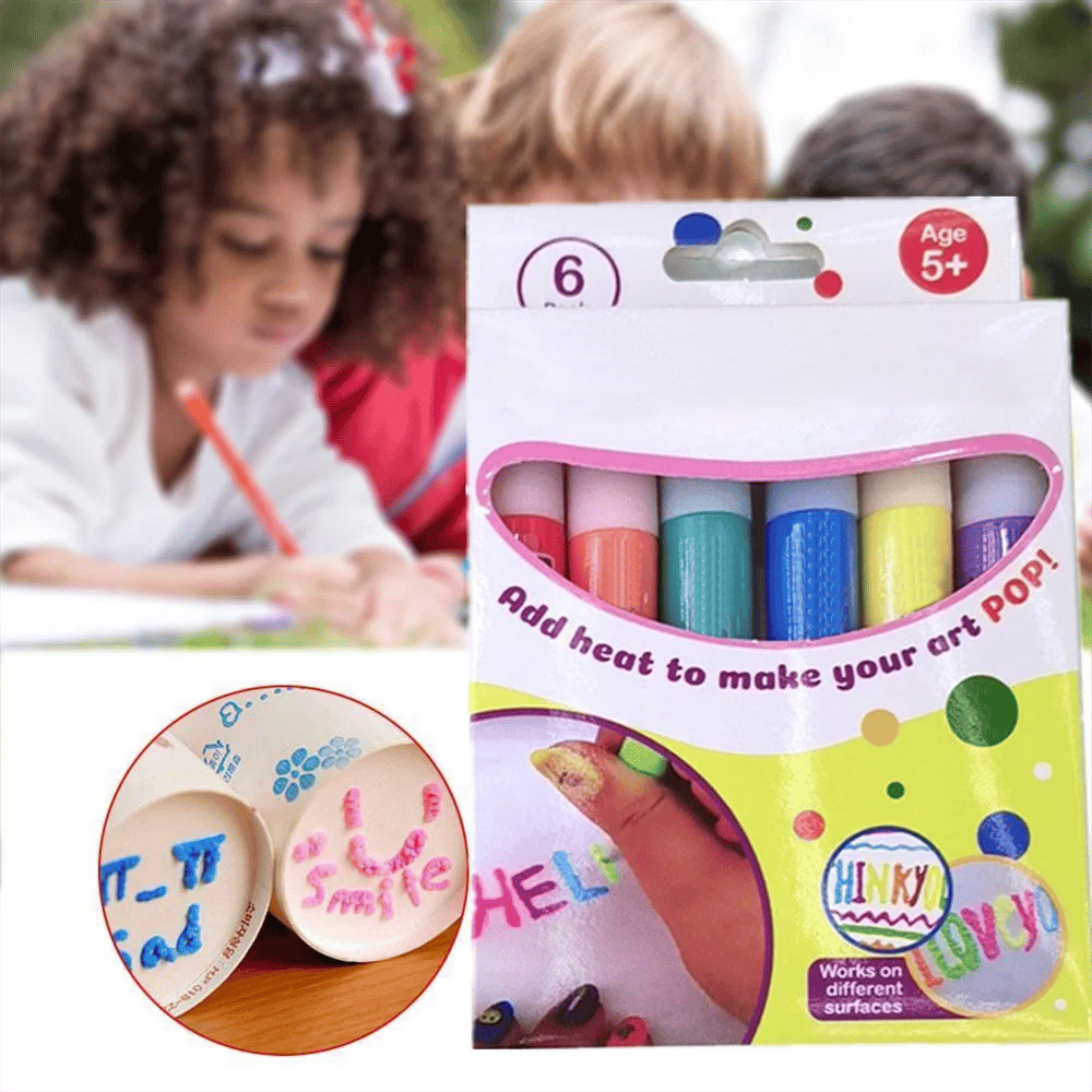 🎨✨ PROMO FLASH : 50% DE RÉDUCTION ! Stylos Magiques Popcorn 3D – Encre Thermique Gonflante, 6 Couleurs Vives, DIY Créatif pour Dessins en Relief Spectaculaires ✨