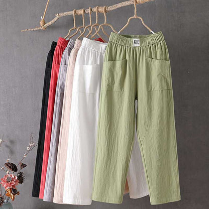 👖🌸 PROMO -50% ! Pantalon Ample Femme Léger et Fluide – Taille Haute Élastique, 75% Coton, 6 Couleurs (M-4XL)