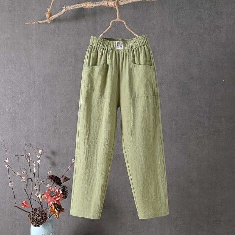 👖🌸 PROMO -50% ! Pantalon Ample Femme Léger et Fluide – Taille Haute Élastique, 75% Coton, 6 Couleurs (M-4XL)