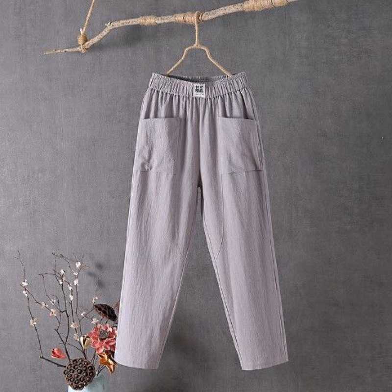 👖🌸 PROMO -50% ! Pantalon Ample Femme Léger et Fluide – Taille Haute Élastique, 75% Coton, 6 Couleurs (M-4XL)