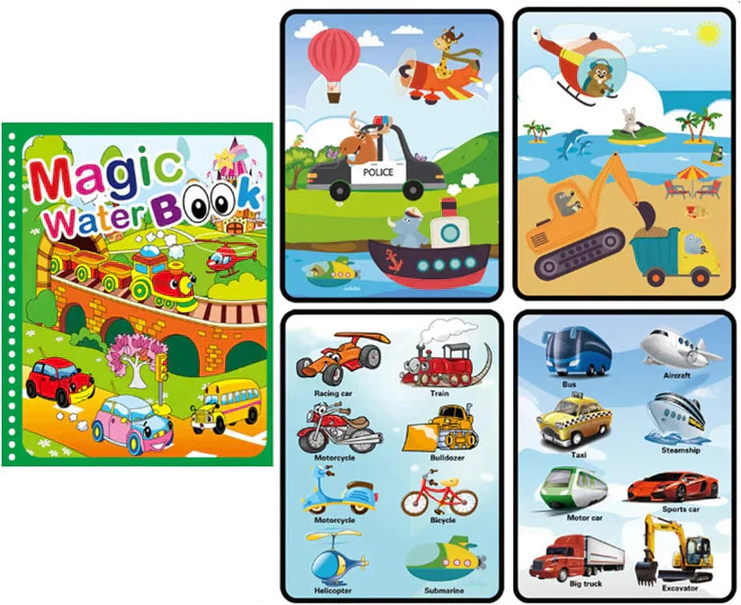 🎨 50 % DE RÉDUCTION MAINTENANT ! ✨ Livre de dessin à l'eau Montessori - Pages réutilisables avec motifs invisibles révélés par un stylo à eau pour un apprentissage ludique 💦📚