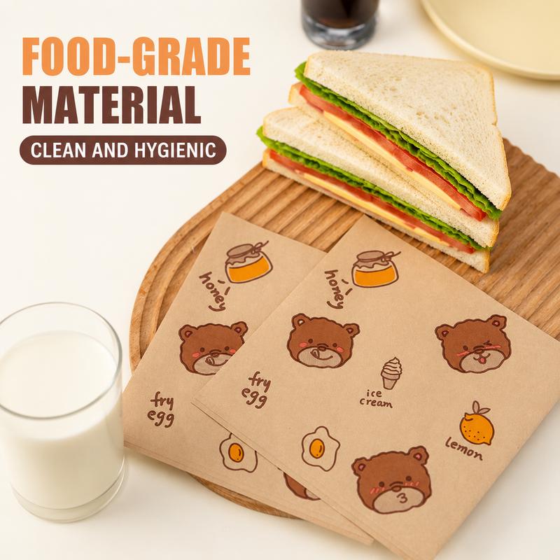Paquet de 50 sachets en papier pour sandwichs, 7,1 x 7,1 pouces, sachets anti-graisse pour snacks, sachets non blanchis pour pâtisseries, petits sachets en papier brun recyclables, sachets pour biscuits, adaptés aux boulangeries et aux beignets
