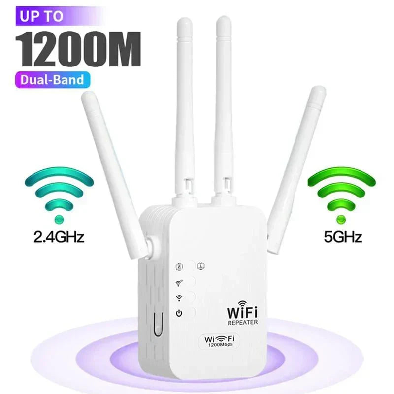 🔥 Extenseur WiFi 2025,1200Mbps Booster de signal à double bande (5GHz/2.4GHz), couvre 10 000 pieds carrés et 50 appareils, répéteur avec port Ethernet pour la maison