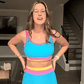 🏖️Offre spéciale 50 % de réduction🌼Ensemble de bikini sportif 3 pièces en nylon patchwork color block - Maillot de bain taille haute et contrôle du ventre👙🌈