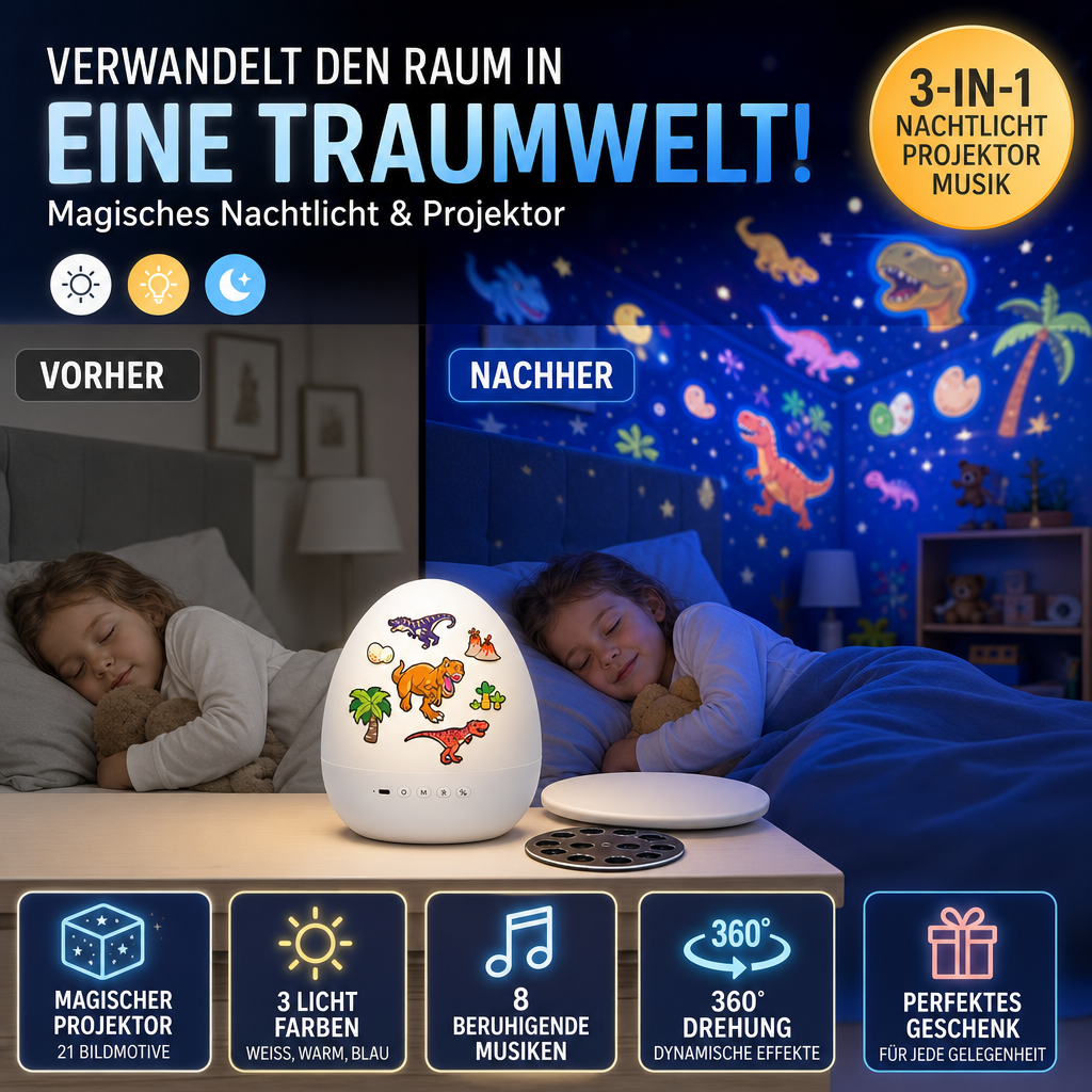 🔥 50 % de réduction dès aujourd’hui ! 🦕🦕🥚 Projecteur de veilleuse « œuf de dinosaure » avec musique — doté d’une minuterie et d’une rotation à 360° — pour remplir la chambre d’enfant de magie ! ✨