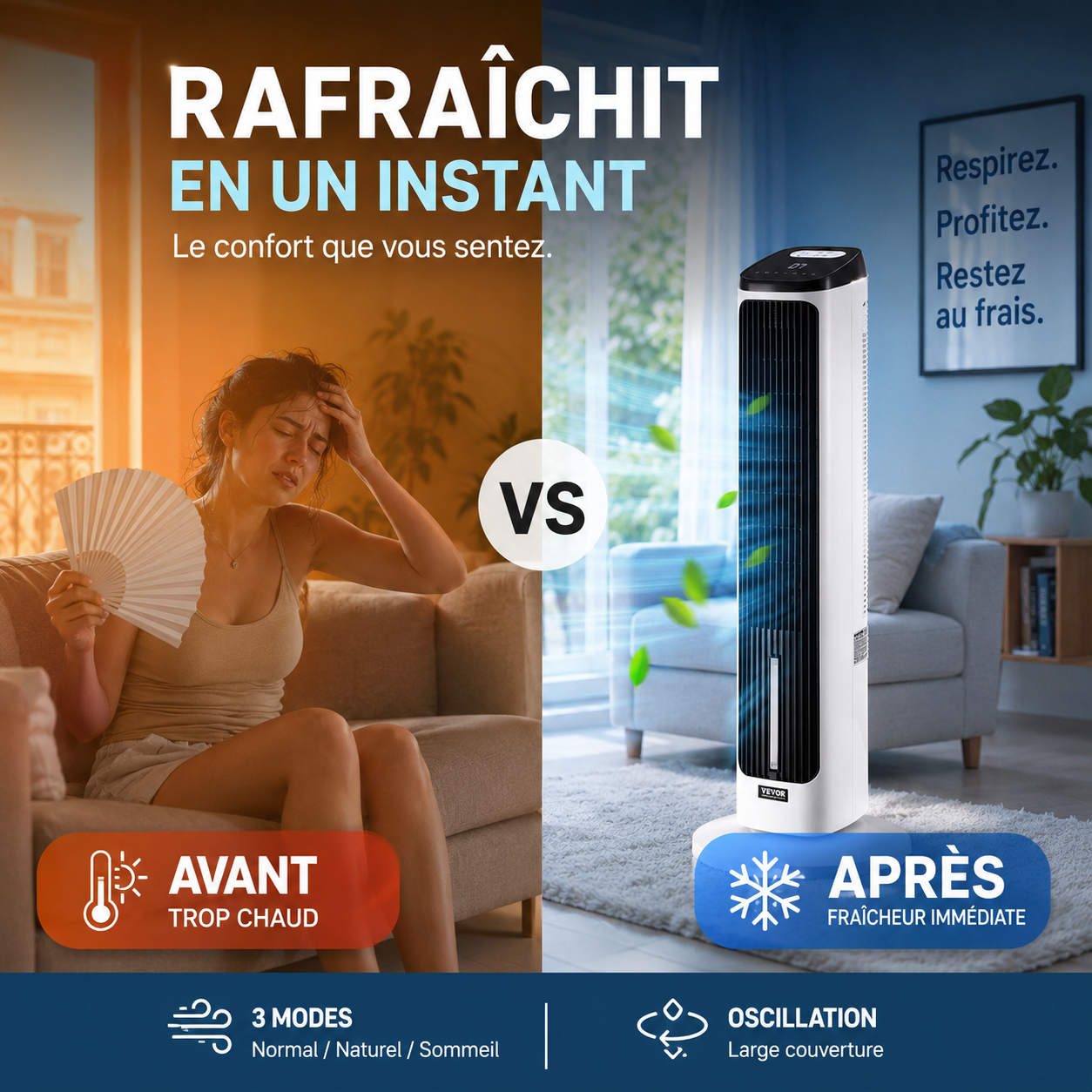 Ventilateur tour USB portable à 3 vitesses