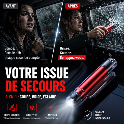 💎 50% DE RÉDUCTION ! 💎 Mini Outil d’Évacuation d’Urgence pour Voiture – Coupe-ceinture, Brise-glace & Lampe LED 🚨🚗