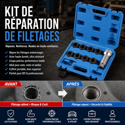 🚗 50 % DE RÉDUCTION EN CE MOMENT ! 🔧Jeu d'outils de réparation de filetages pour l'automobile✨
