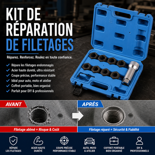 🚗 50 % DE RÉDUCTION EN CE MOMENT ! 🔧Jeu d'outils de réparation de filetages pour l'automobile✨