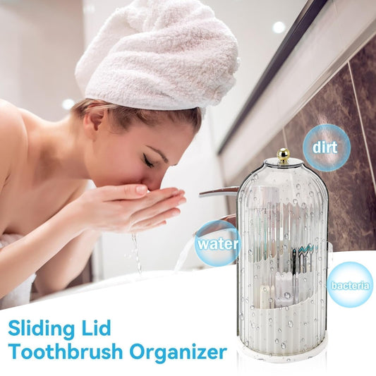 🎉🧴 50 % de réduction ! Organisateur de brosses à dents à couvercle coulissant – Salle de bain rangée, élégante & hygiénique