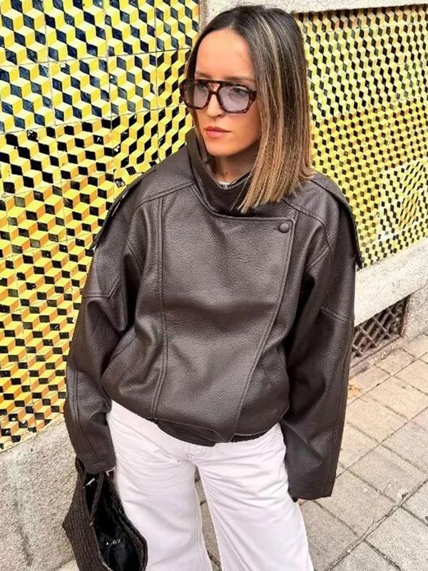 🖤 60% DE RÉDUCTION ! 🏍️ Veste Moto en Similicuir Noir – Style Audacieux, Coupe Surdimensionnée & Fermeture Éclair Argentée ✨