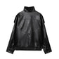 🖤 60% DE RÉDUCTION ! 🏍️ Veste Moto en Similicuir Noir – Style Audacieux, Coupe Surdimensionnée & Fermeture Éclair Argentée ✨
