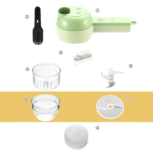 🔪 50% DE RÉDUCTION! ⚡ L'As du Cuisine Tout-en-Un – Hachoir, Éplucheur & Brosse 4-en-1 Sans Fil – Multifonction, Rapide & Indispensable 🍲
