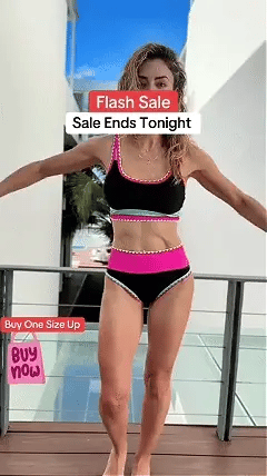 🏖️Offre spéciale 50 % de réduction🌼Ensemble de bikini sportif 3 pièces en nylon patchwork color block - Maillot de bain taille haute et contrôle du ventre👙🌈