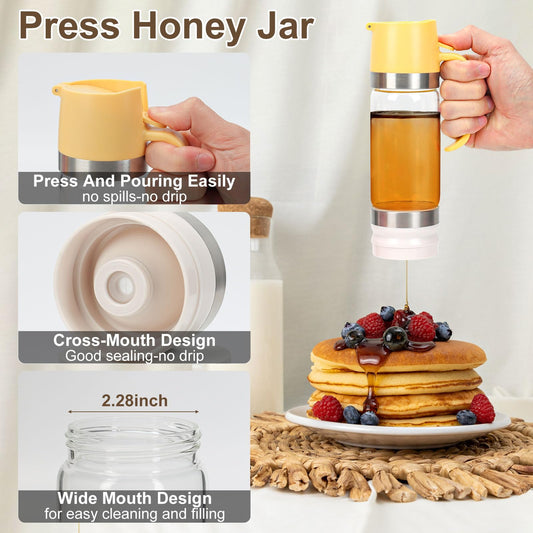 💥DERNIER JOUR DE SOLDES 50 % DE RÉDUCTION🍯✨Distributeur de miel et de sirop en verre anti-gouttes de 260 m