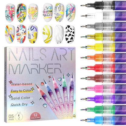 🎨50% DE RÉDUCTION!⏳Coffret de 12 Stylos pour Nail Art✨
