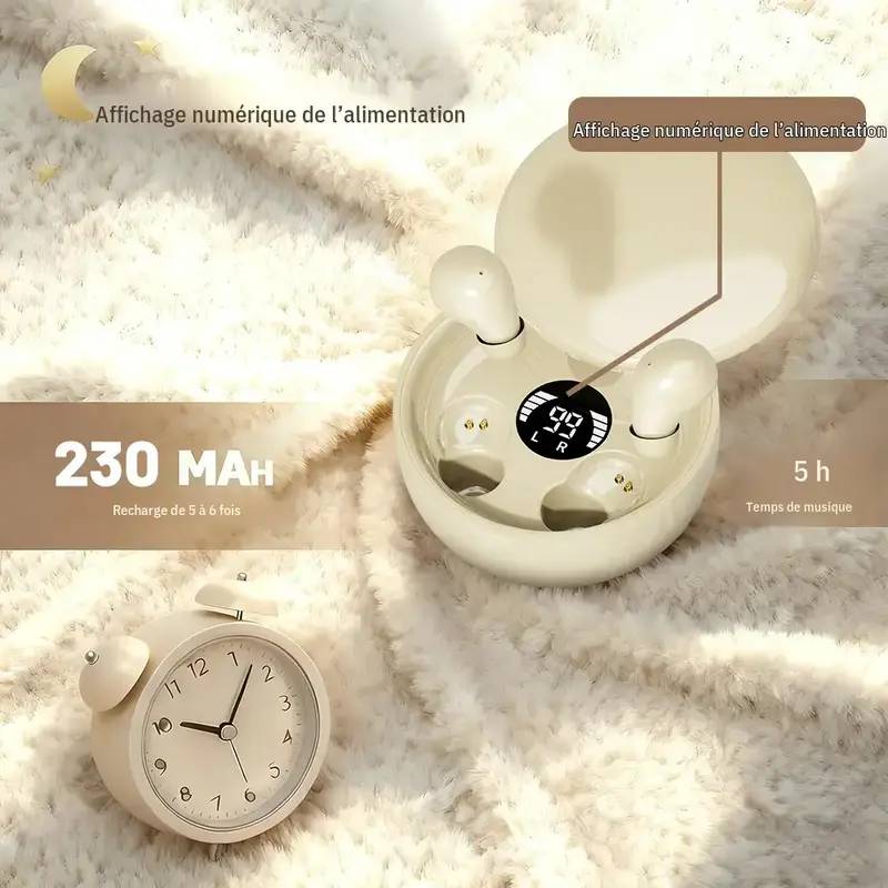 🔥🌙 Écouteurs Bluetooth ultra-compacts pour dormir – Confortables même en position latérale, parfaits pour écouter méditations, podcasts ou bruits blancs, et glisser vers le sommeil en douceur 😴✨