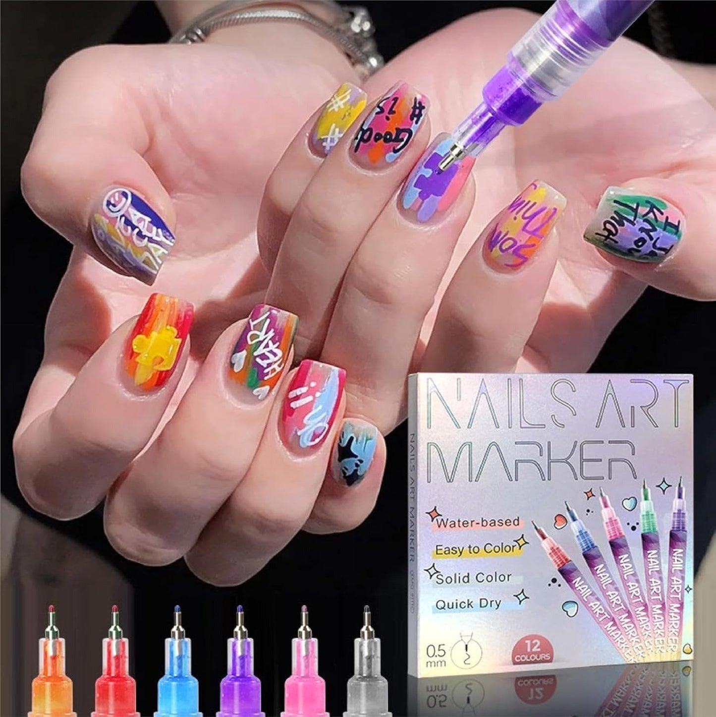 🎨50% DE RÉDUCTION!⏳Coffret de 12 Stylos pour Nail Art✨