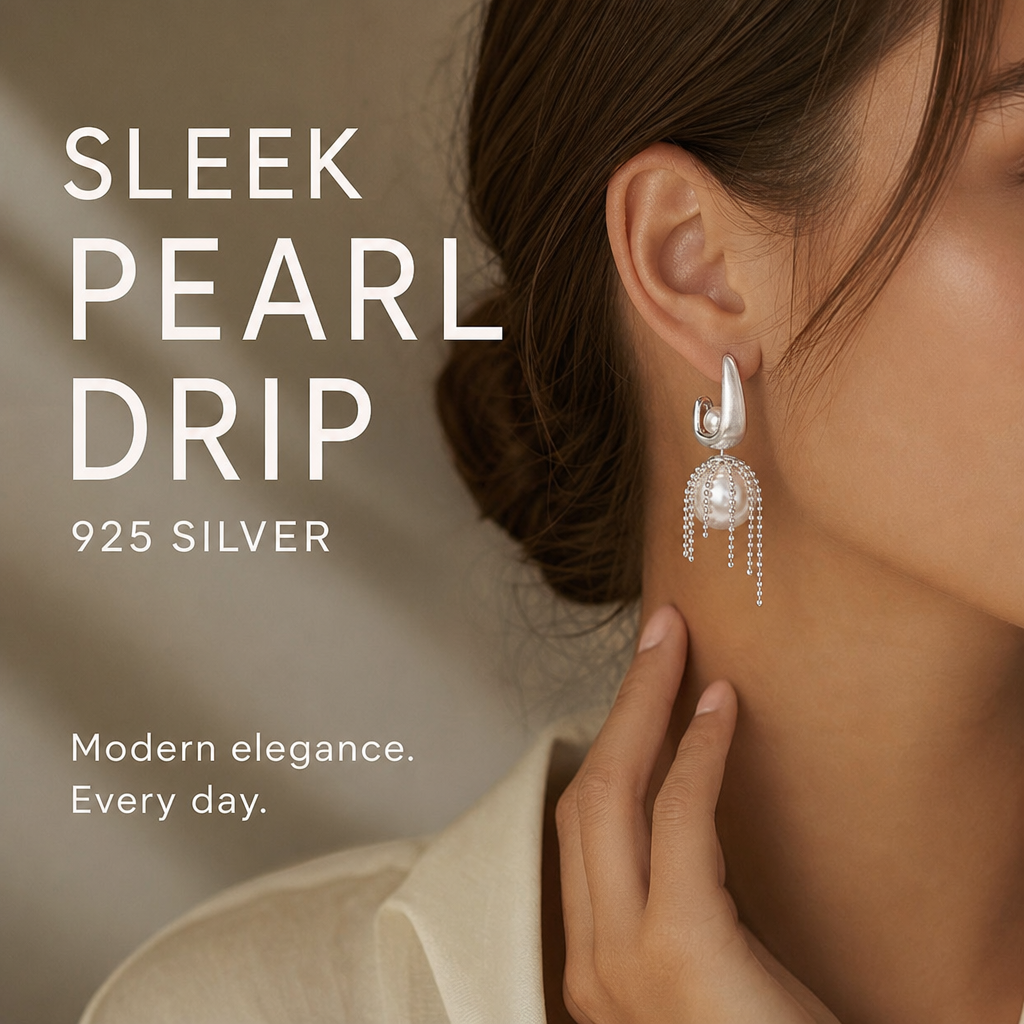Boucles d'oreilles puces à franges de perles romantiques françaises