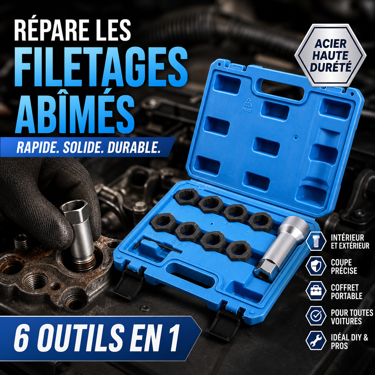 🚗 50 % DE RÉDUCTION EN CE MOMENT ! 🔧Jeu d'outils de réparation de filetages pour l'automobile✨