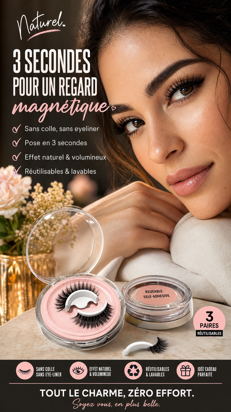 💦 PROMO LIMITÉE 50% DE RÉDUCTION ! ✨ Faux Cils Auto-Adhésifs Imperméables – Sans Colle, Regard Agrandi en 3 Secondes 👁️