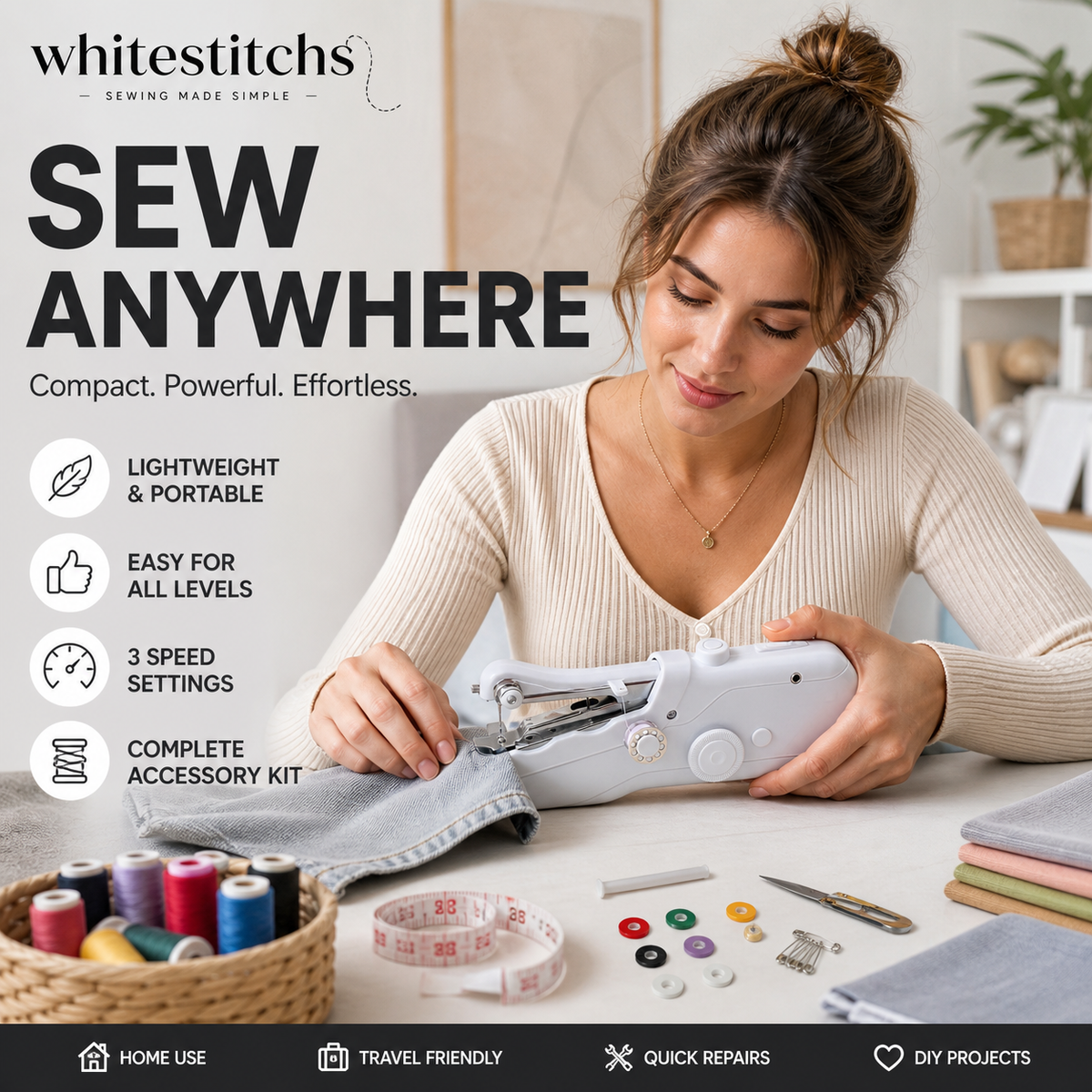 🔥PROMOTION EXCEPTIONNELLE : 50% DE RÉDUCTION !🧵 Mini machine à coudre électrique – Légère, portable et facile à utiliser ! ✨