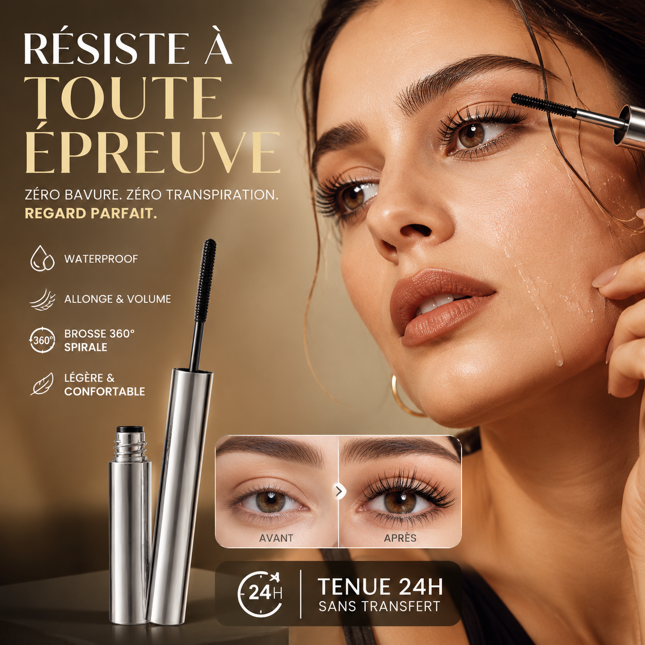 ✨ 50% DE RÉDUCTION ! 👁️ Mascara Waterproof Effet Naturel – 3,5g – Brosse Spirale 360° & Longue Tenue for Cils