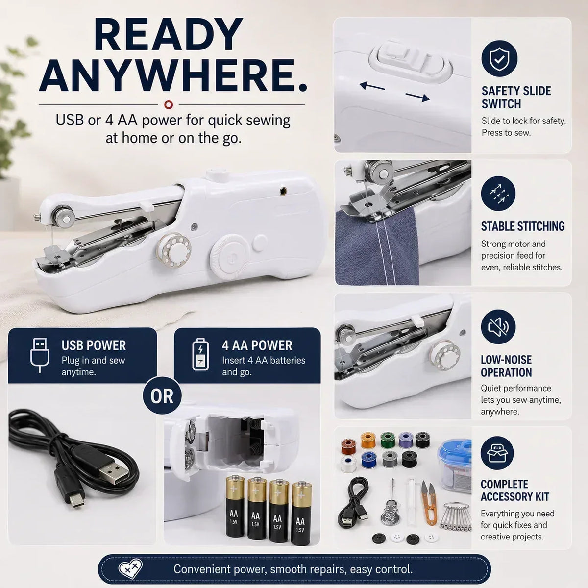 🔥PROMOTION EXCEPTIONNELLE : 50% DE RÉDUCTION !🧵 Mini machine à coudre électrique – Légère, portable et facile à utiliser ! ✨