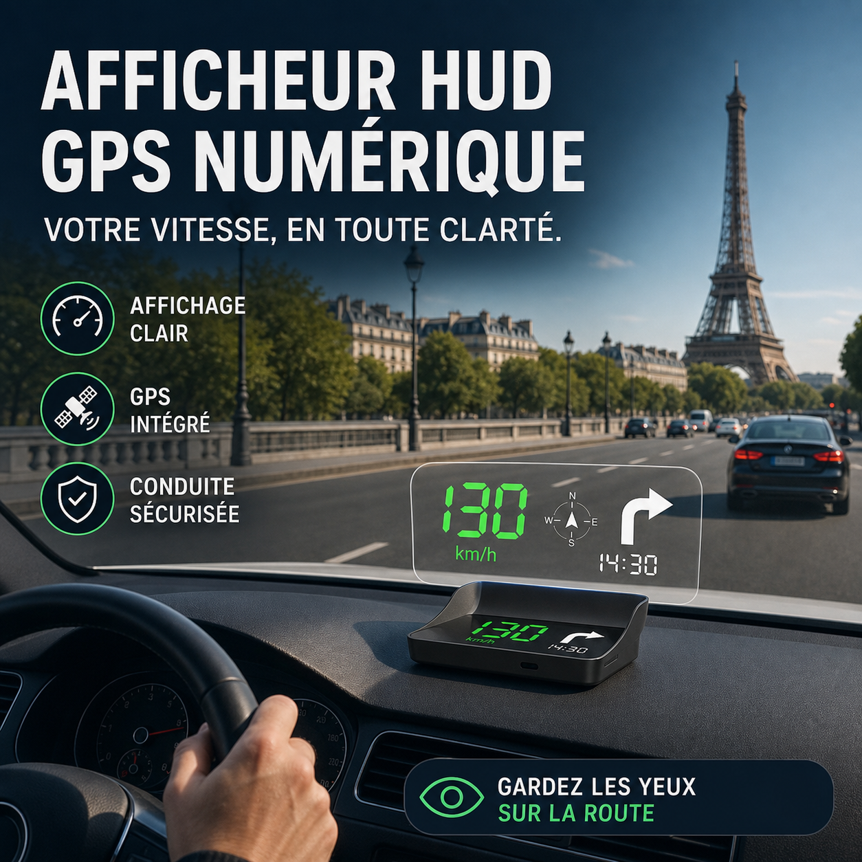🚗🛰️ Affichage tête haute (HUD) et compteur de vitesse GPS numérique pour voiture – gardez les yeux sur la route, évitez les amendes. 50 % de réduction !