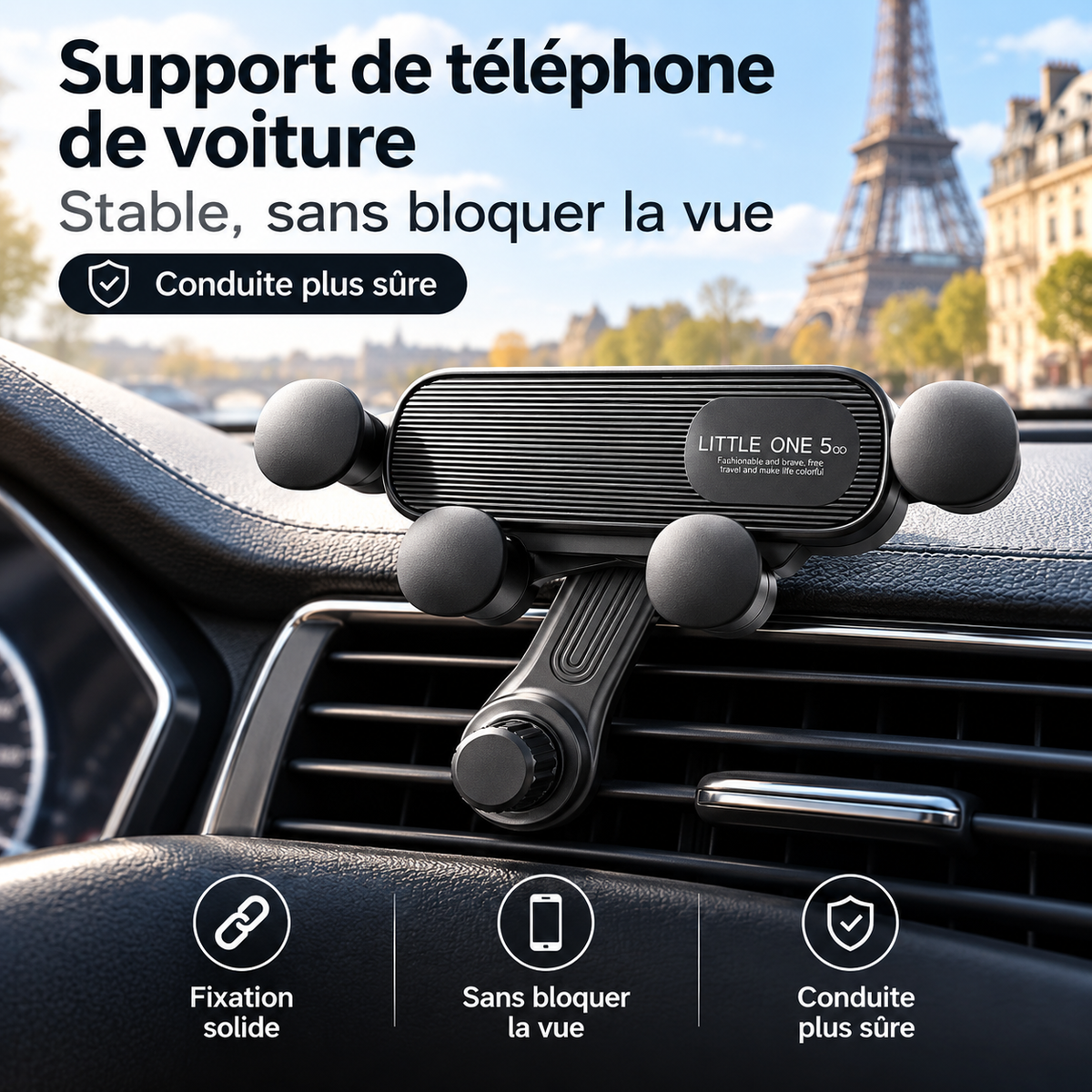 Support de téléphone pour voiture, support de fixation pour GPS à installer sur la bouche d'aération
