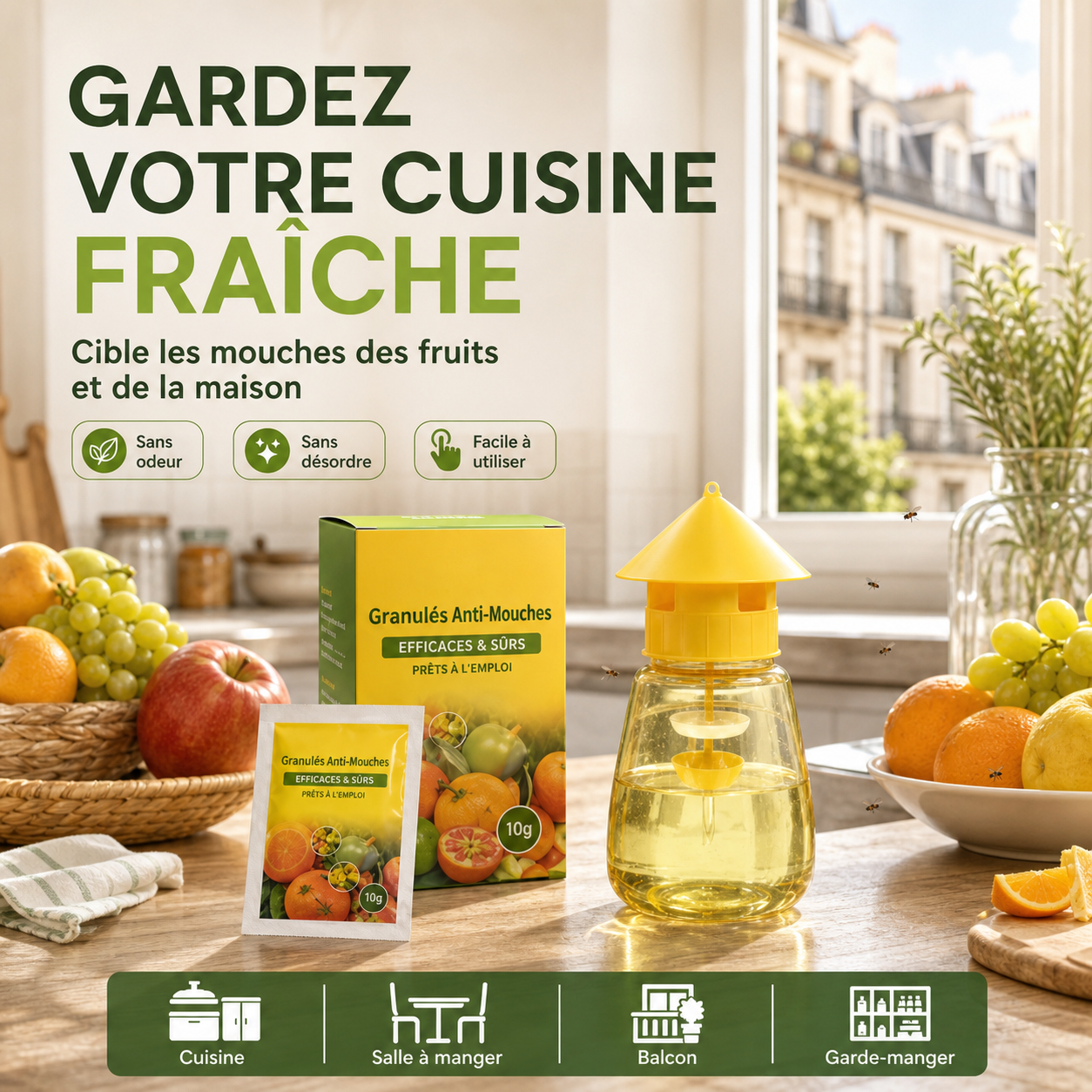 🏆 Piège à mouches suspendu intérieur extérieur, capture efficace sans toxique pour jardin maison et terrasse ✨
