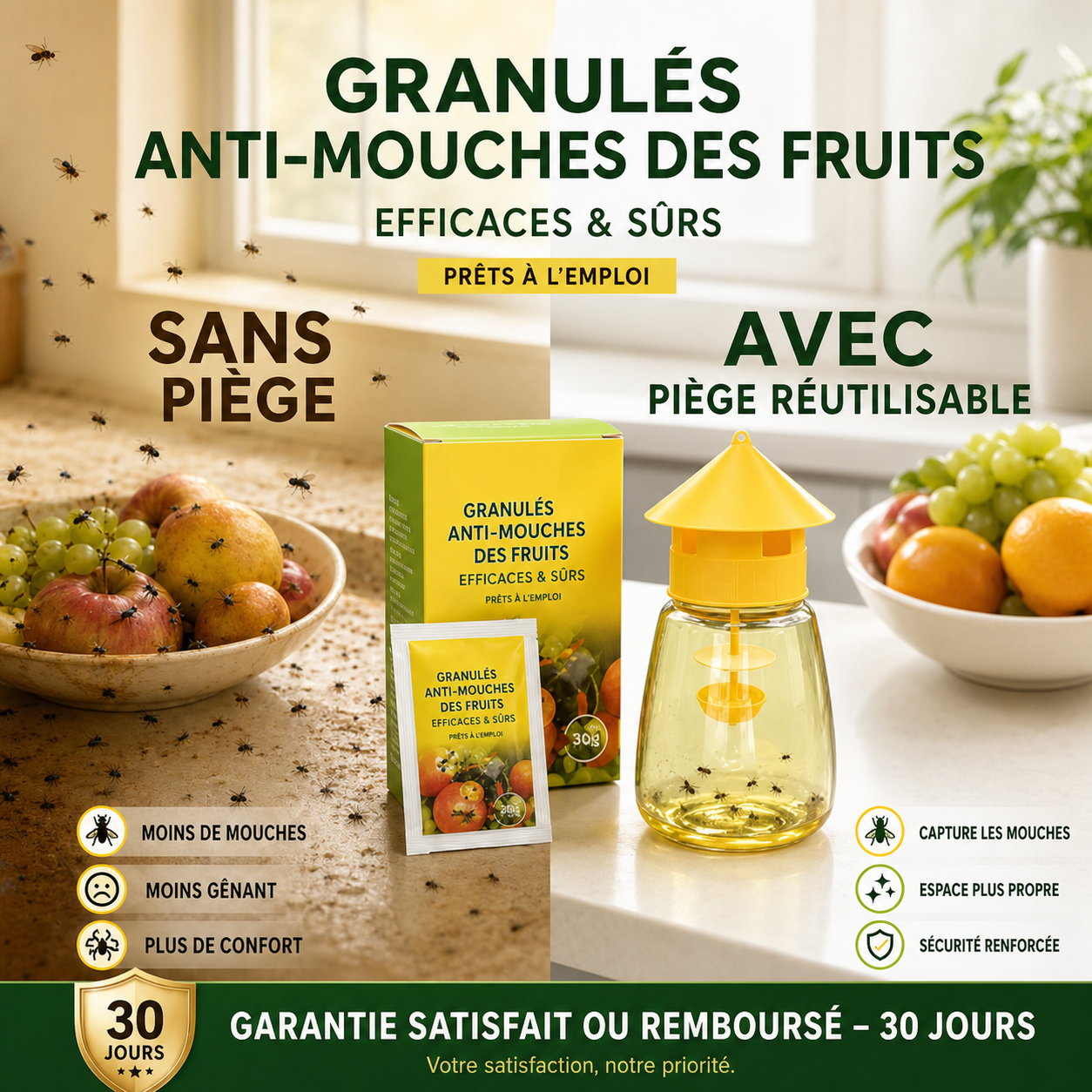 🏆 Piège à mouches suspendu intérieur extérieur, capture efficace sans toxique pour jardin maison et terrasse ✨