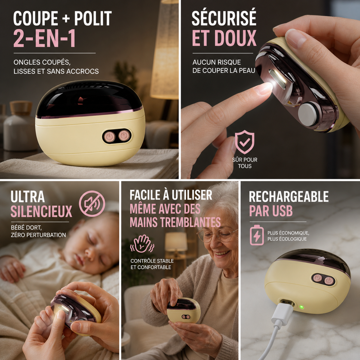 ✂️ 50 % DE RÉDUCTION EN CE MOMENT ! 💅Coupe-ongles et polisseur électrique intelligent 2-en-1🌟