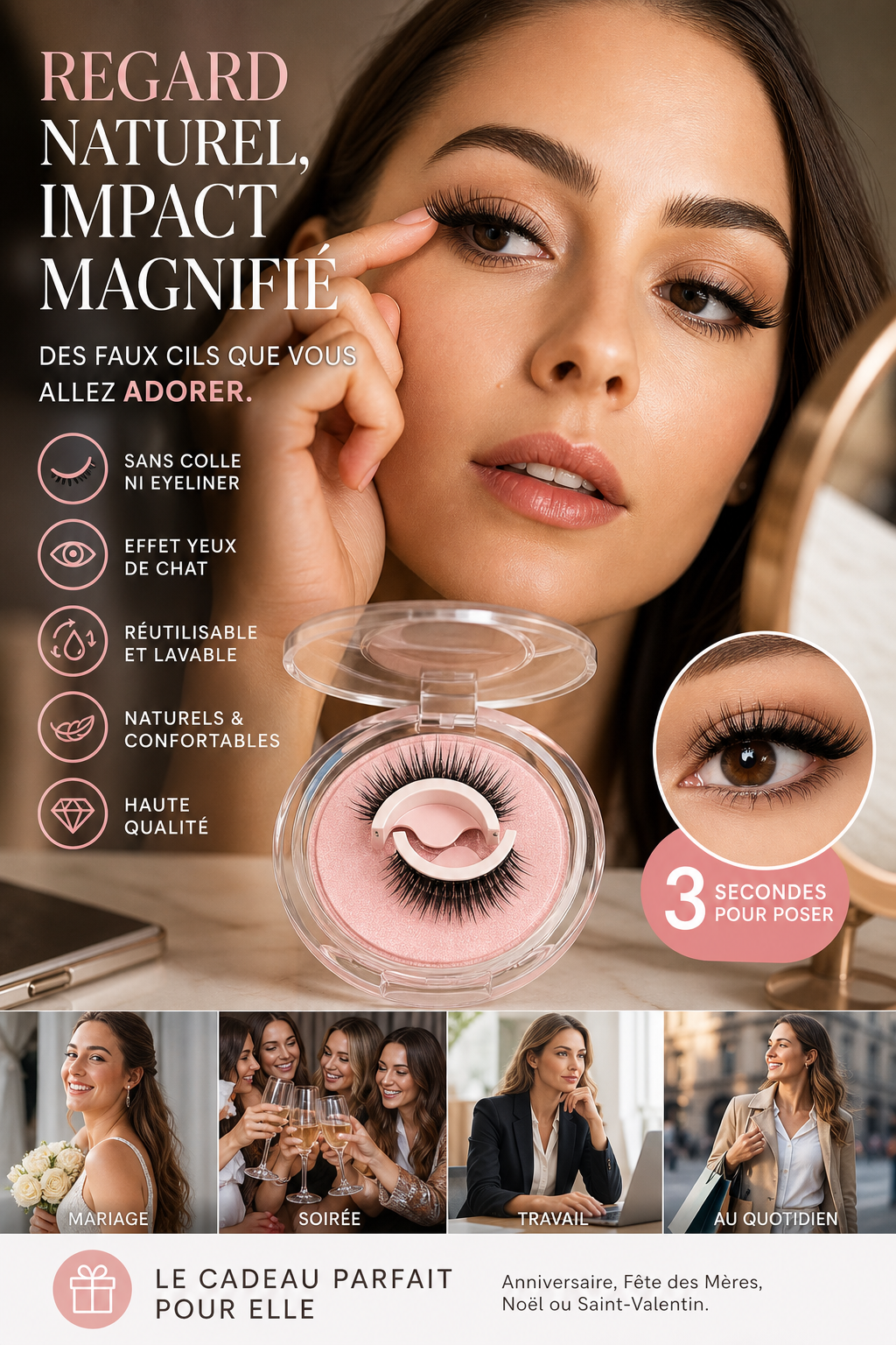 💦 PROMO LIMITÉE 50% DE RÉDUCTION ! ✨ Faux Cils Auto-Adhésifs Imperméables – Sans Colle, Regard Agrandi en 3 Secondes 👁️