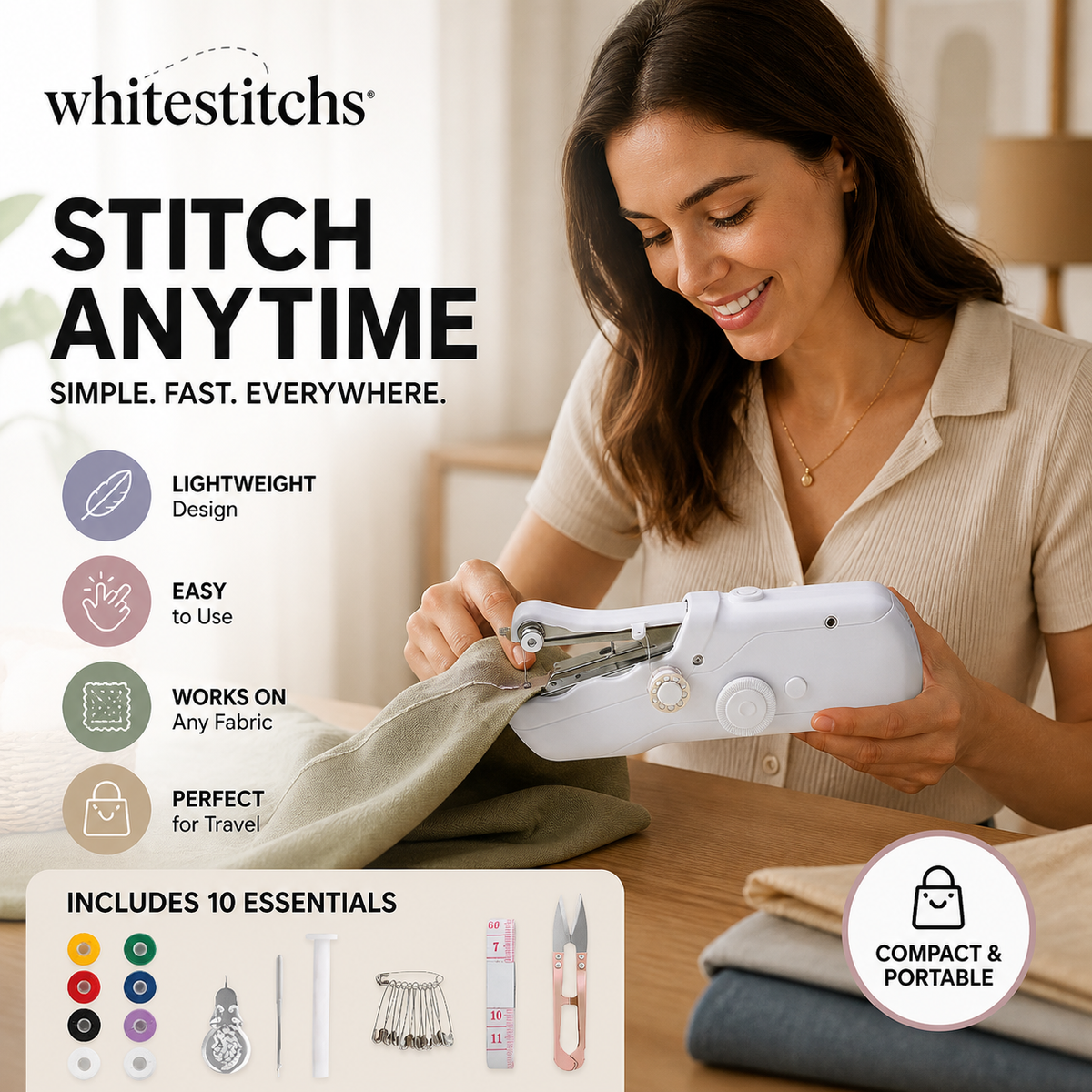 🔥PROMOTION EXCEPTIONNELLE : 50% DE RÉDUCTION !🧵 Mini machine à coudre électrique – Légère, portable et facile à utiliser ! ✨