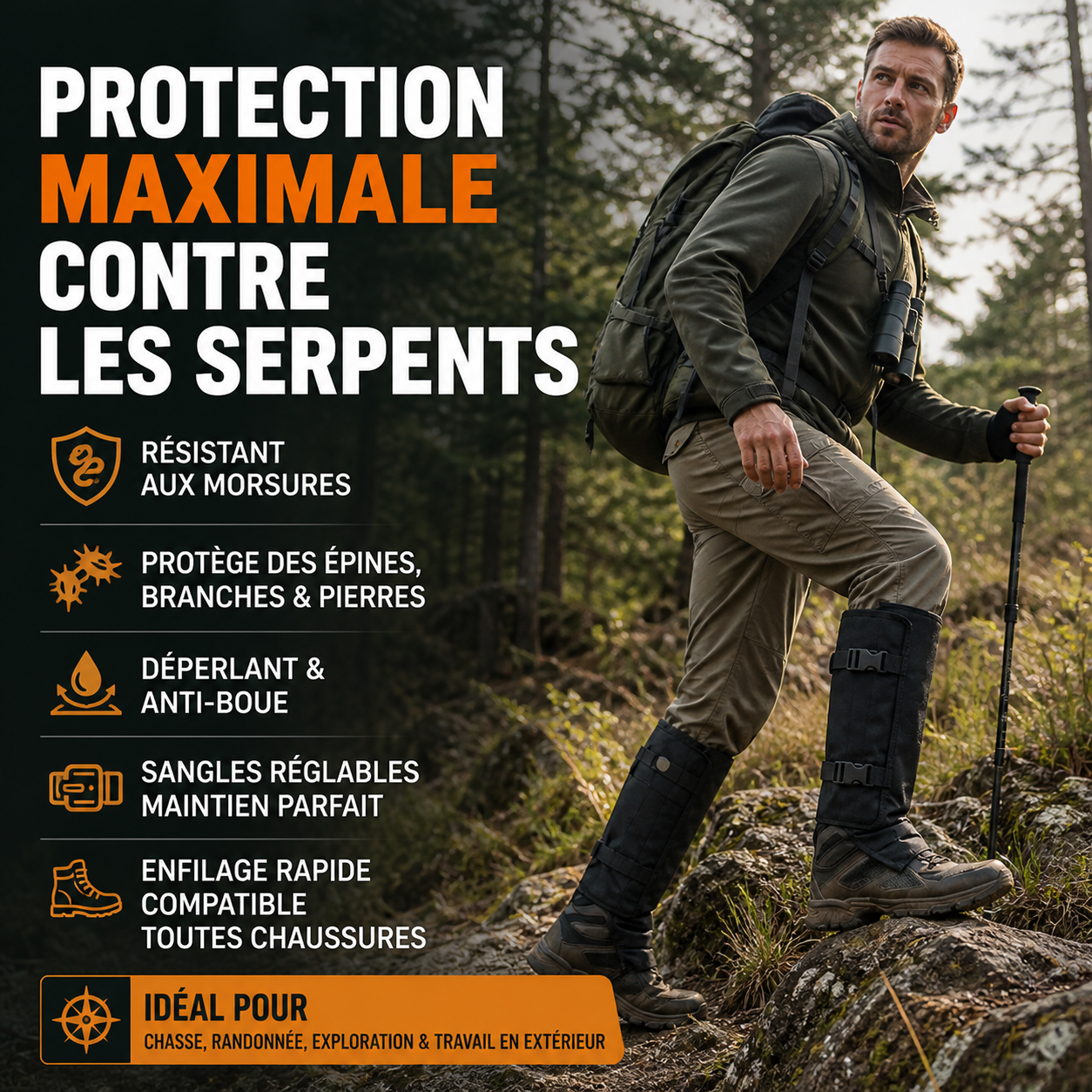 📢📢 -50 % !! ⏰ Guêtres de protection extérieures pour la randonnée et la chasse