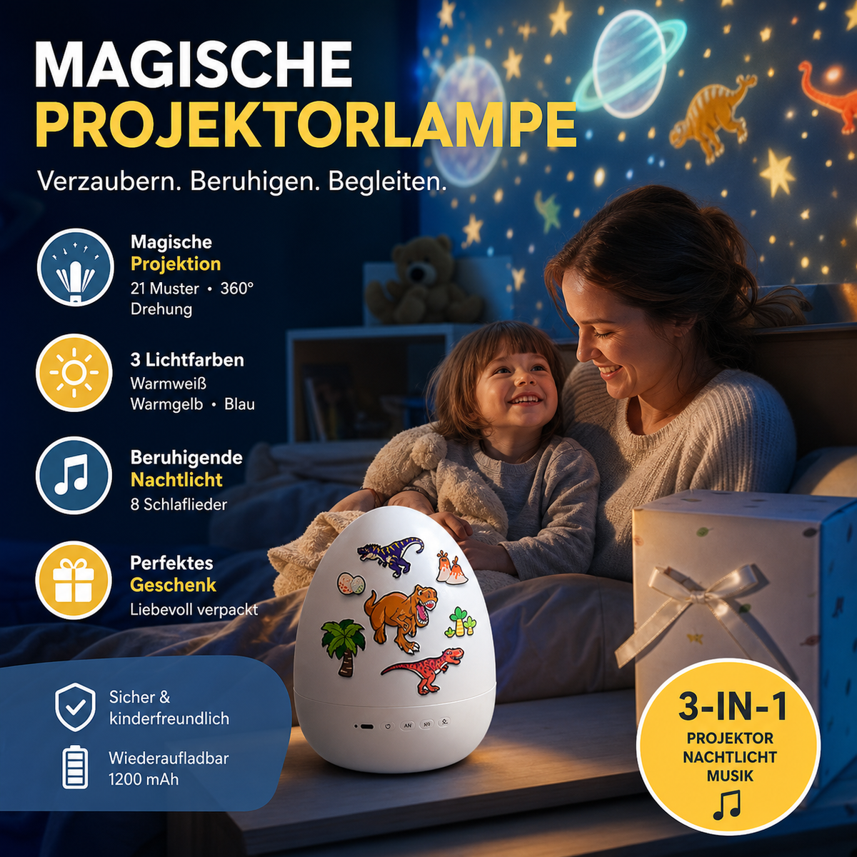 🔥 50 % de réduction dès aujourd’hui ! 🦕🦕🥚 Projecteur de veilleuse « œuf de dinosaure » avec musique — doté d’une minuterie et d’une rotation à 360° — pour remplir la chambre d’enfant de magie ! ✨
