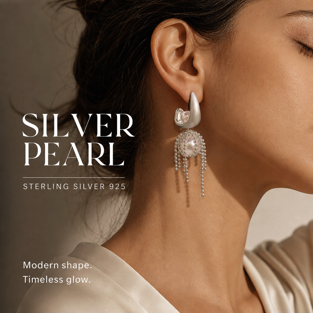 Boucles d'oreilles puces à franges de perles romantiques françaises