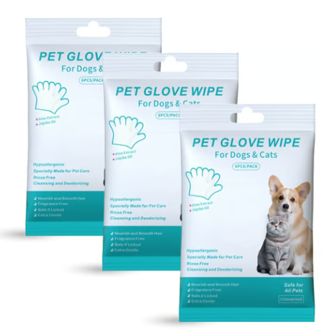 🔥Dernier jour de soldes 49% OFF🔥Gants shampooing sans rinçage pour chiens – Lingettes hypoallergéniques pour le bain des animaux, 6 packs
