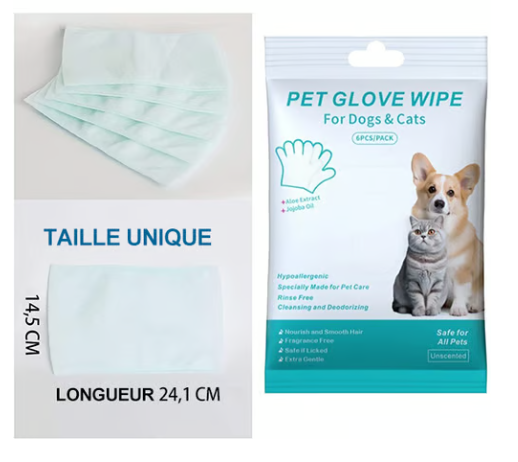 🔥Dernier jour de soldes 49% OFF🔥Gants shampooing sans rinçage pour chiens – Lingettes hypoallergéniques pour le bain des animaux, 6 packs