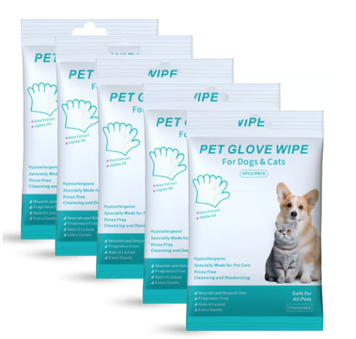 🔥Dernier jour de soldes 49% OFF🔥Gants shampooing sans rinçage pour chiens – Lingettes hypoallergéniques pour le bain des animaux, 6 packs