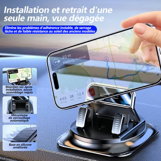🚗 Support téléphone pour voiture – Rotation 360° 🔄 + Angle entièrement réglable, compatible avec tous les téléphones 💫, stabilité absolue même sur routes de montagne accidentées ! 📱🌀