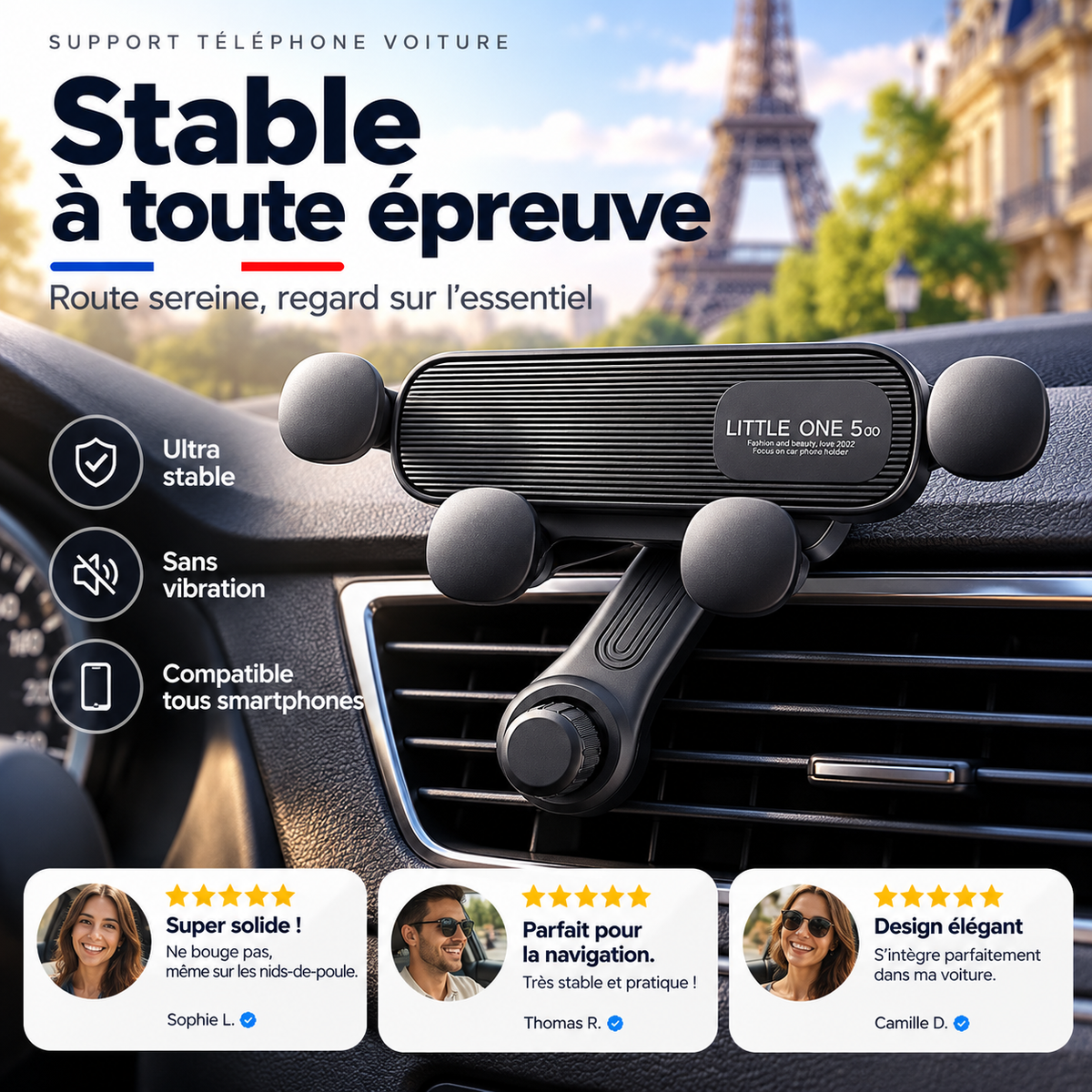 Support de téléphone pour voiture, support de fixation pour GPS à installer sur la bouche d'aération
