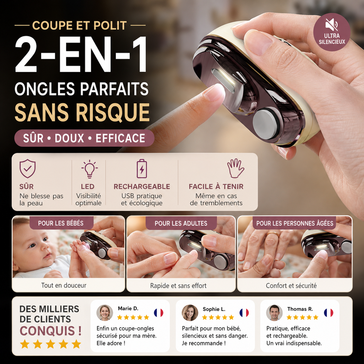 ✂️ 50 % DE RÉDUCTION EN CE MOMENT ! 💅Coupe-ongles et polisseur électrique intelligent 2-en-1🌟