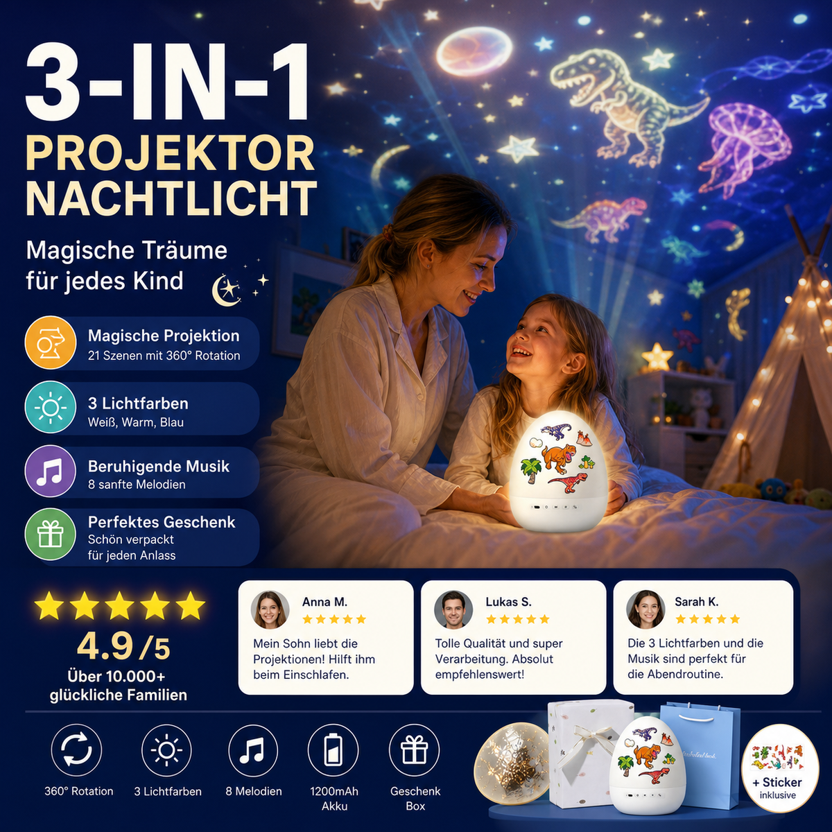 🔥 50 % de réduction dès aujourd’hui ! 🦕🦕🥚 Projecteur de veilleuse « œuf de dinosaure » avec musique — doté d’une minuterie et d’une rotation à 360° — pour remplir la chambre d’enfant de magie ! ✨